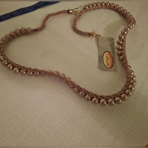 Talbots Rose-Pearl Braided Bead Belt Or Necklace 32"